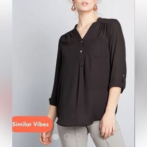 ModCloth Pam Breeze-Ly long sleeve tunic blouse in black, by Fervour, size 3X